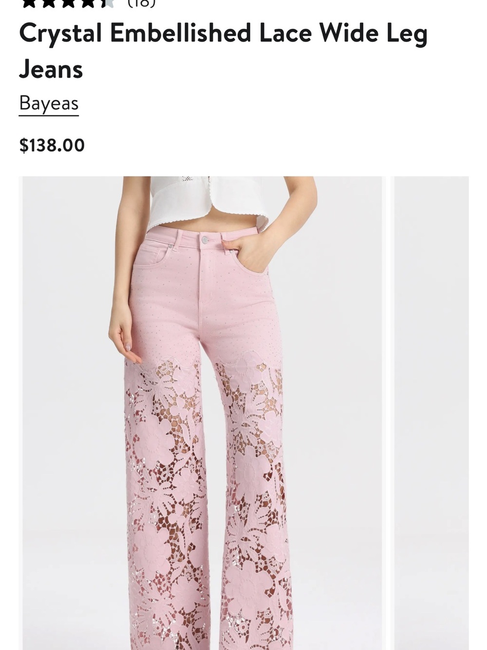 Bayeas high waisted lace pants with rhinestones